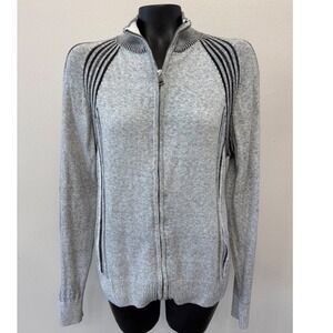 BKE Mens Slim‎ Fit Full Zip Sweater Gray Cotton Mock Neck Sz M Preppy Old Money